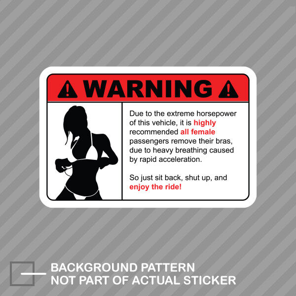 Remove Clothing Warning Sticker Decal Vinyl extreame horsepower hp jdm ladies