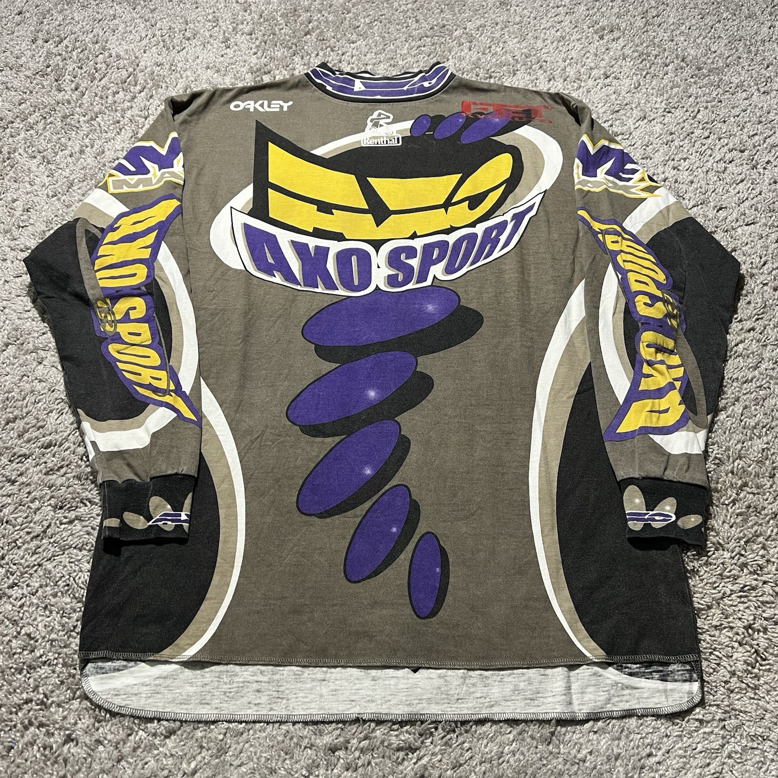 AXO Sport Jersey Vintage Motocross Oakley All Over Purple Grey Racing Y2k 90s AXO Sport Jersey Vintage Motocross Oakley All Over Purple Grey Racing Y2k 90s