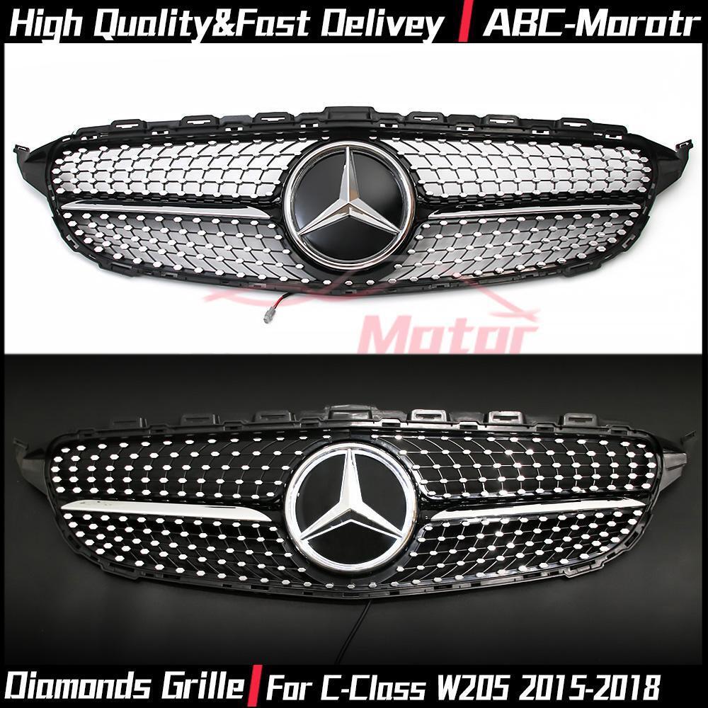 Dia-monds Style Grille W/Illuminated Emblem For Benz C-Class W205 2015-2018 C180
