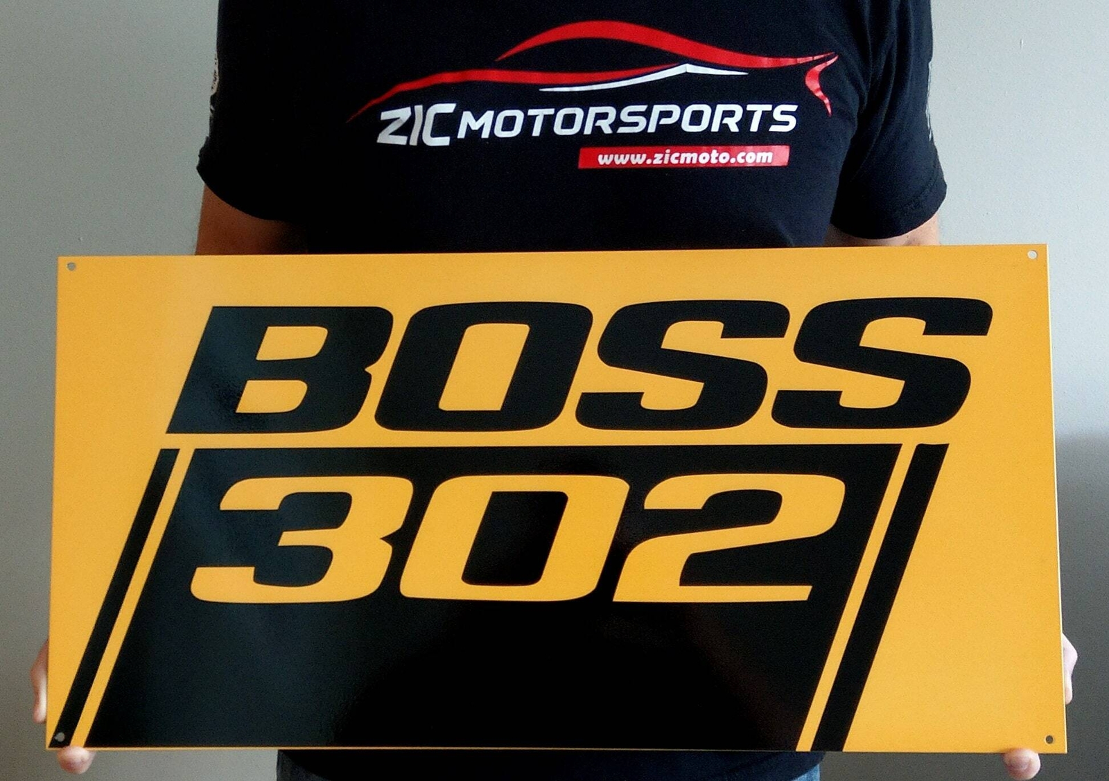 Mustang BOSS 302 Orange Metal Steel Garage Sign - Large 24\