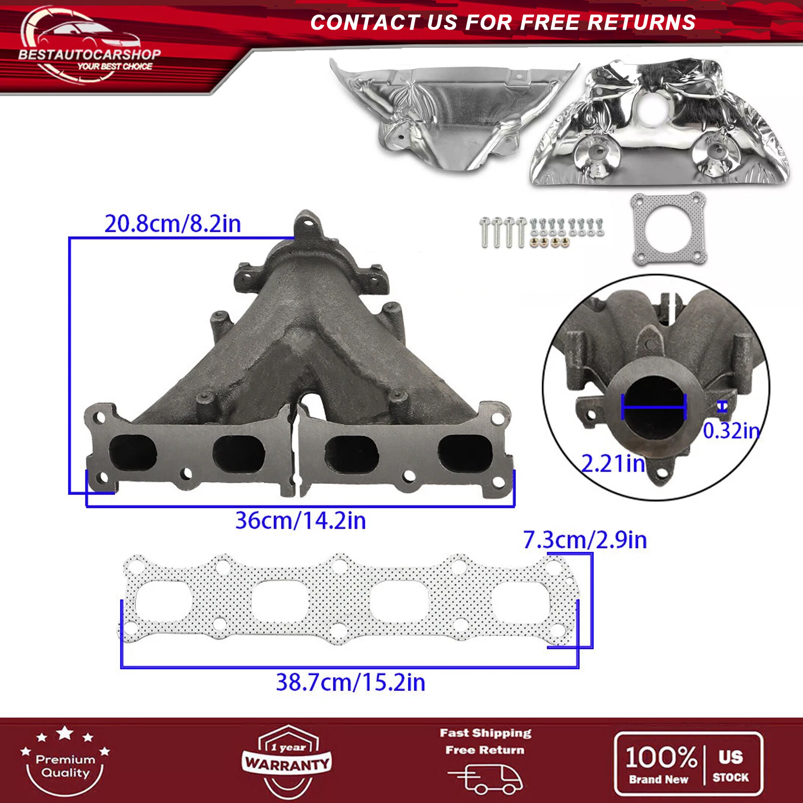 Exhaust Manifold For 2011-14 Chrysler 200 L4 2.4L 674-985 With Gasket 4693321AD