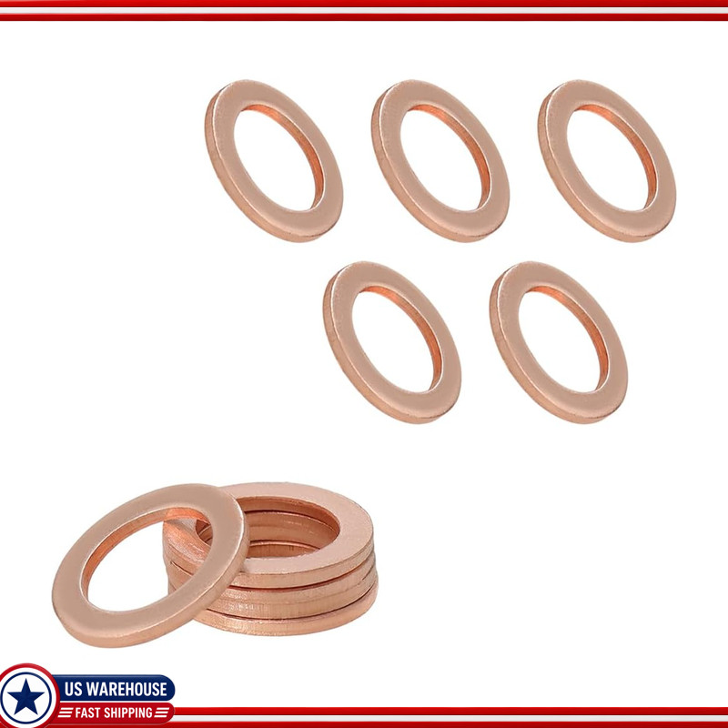 10 PCS 14mm Copper Drain Plug Gasket Washers, Crush Washer Seals, 007603-014106