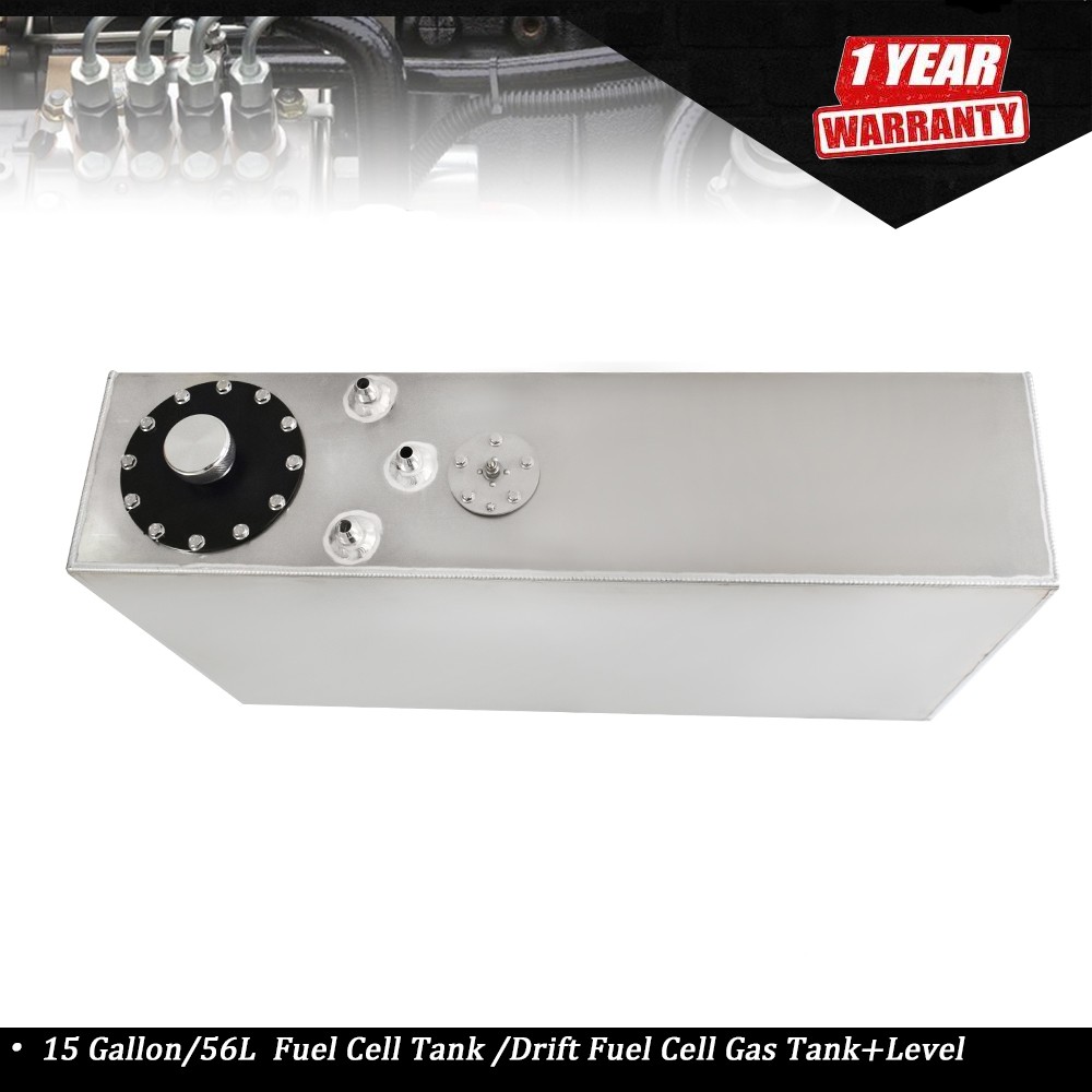 15 Gallon/56L Slim Aluminum Race/Drift Fuel Cell Gas Tank+Level Sender