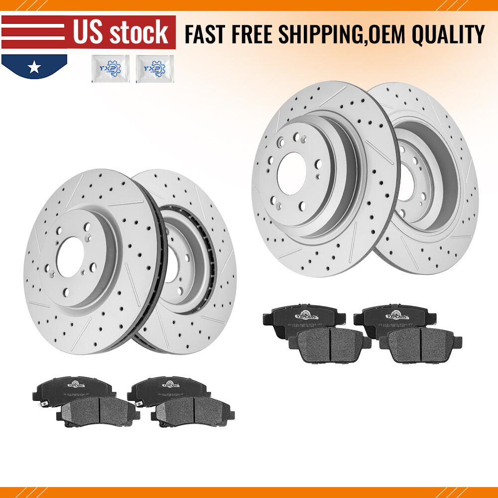 Front Rear Brake Disc Rotors & Ceramic Pads For 2009 - 2013 2014 Acura TL