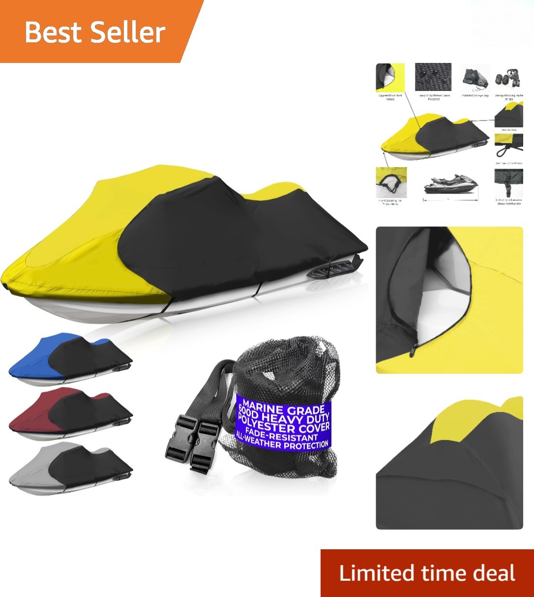 Durable Yellow/Black Jet Ski Cover Fits 126-135\ Durable Yellow/Black Jet Ski Cover Fits 126-135\