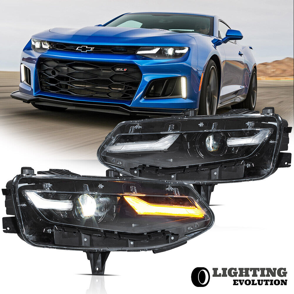 LED Headlights For 2019-2024 Chevrolet Camaro LT LS Projector Lens Left+Right
