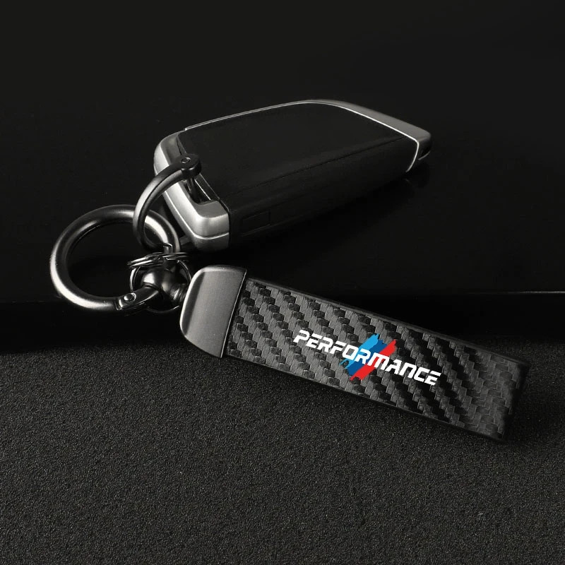 BMW Luxury Leather Keychain Keyring Carbon Fiber IMM Logo NEW  USA