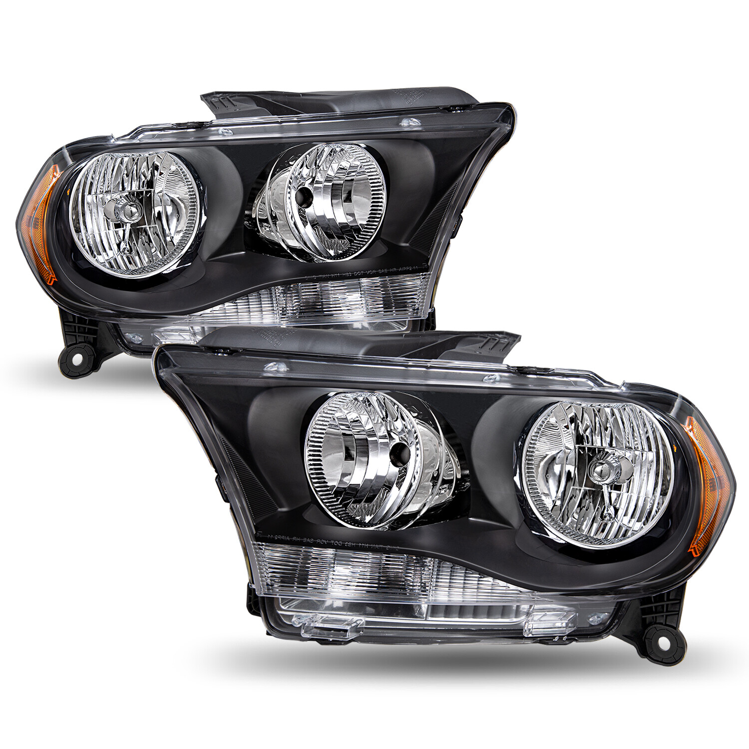 For 2011 2012 2013 Dodge Durango Black Housing Amber Headlights Headlamps Pair For 2011 2012 2013 Dodge Durango Black Housing Amber Headlights Headlamps Pair