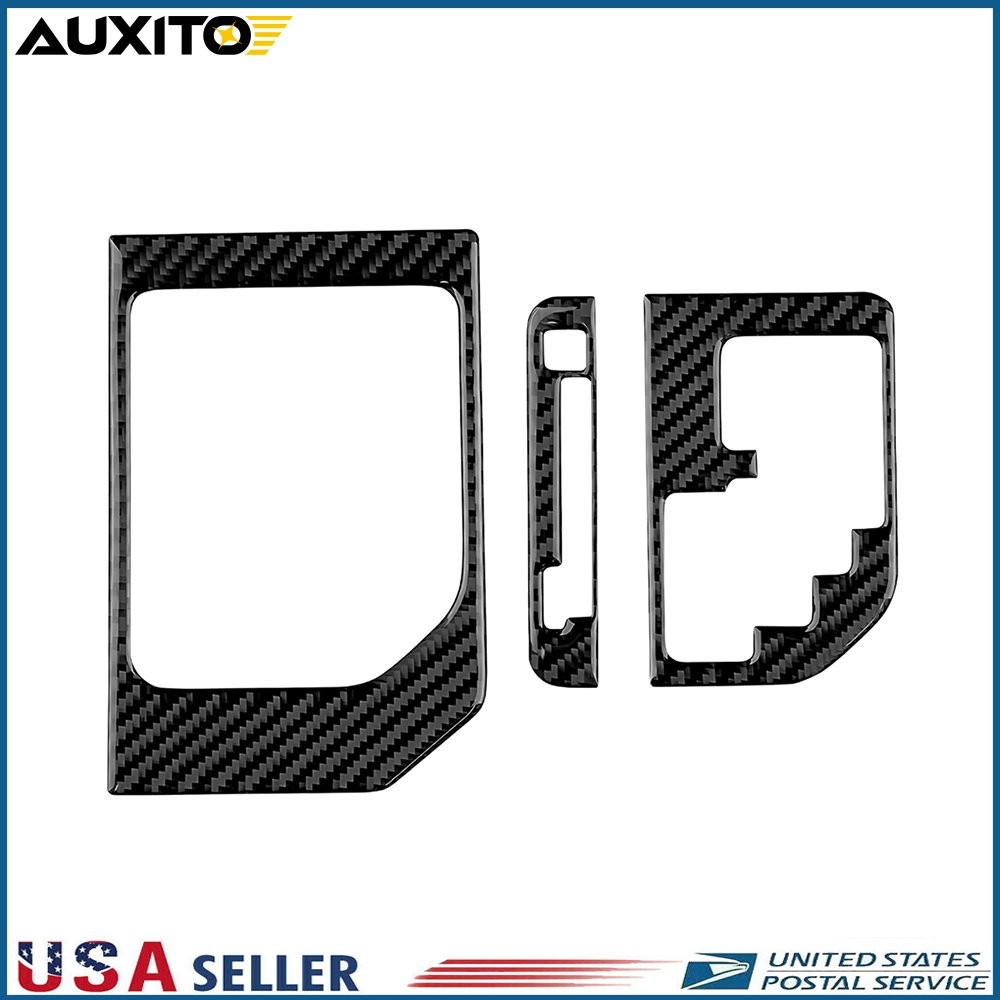 Black Gear Shifter Panel Cover Carbon Fiber Trim For Toyota Tundra 2014-2021