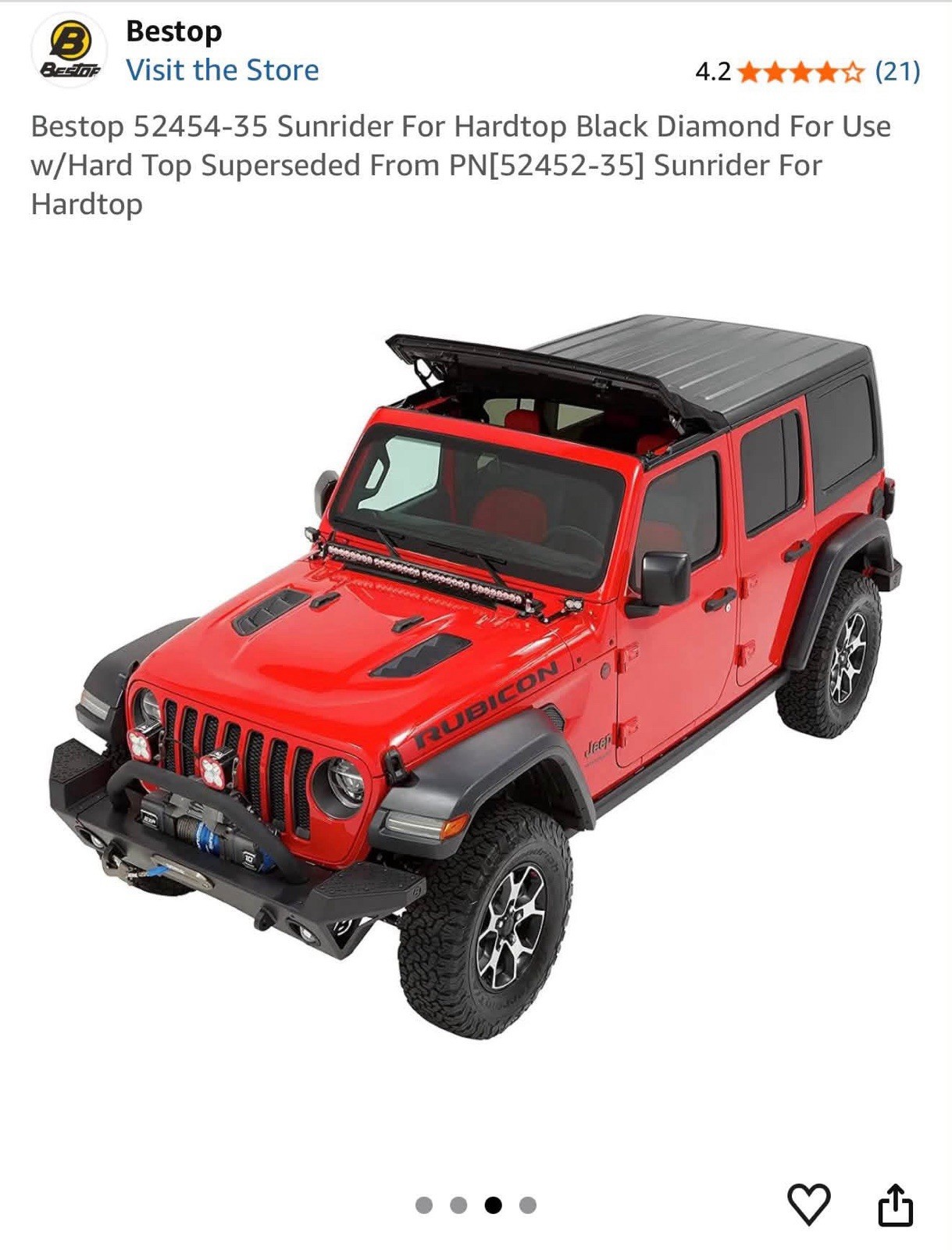 Jeep Wrangler Bestop Sunrider Top