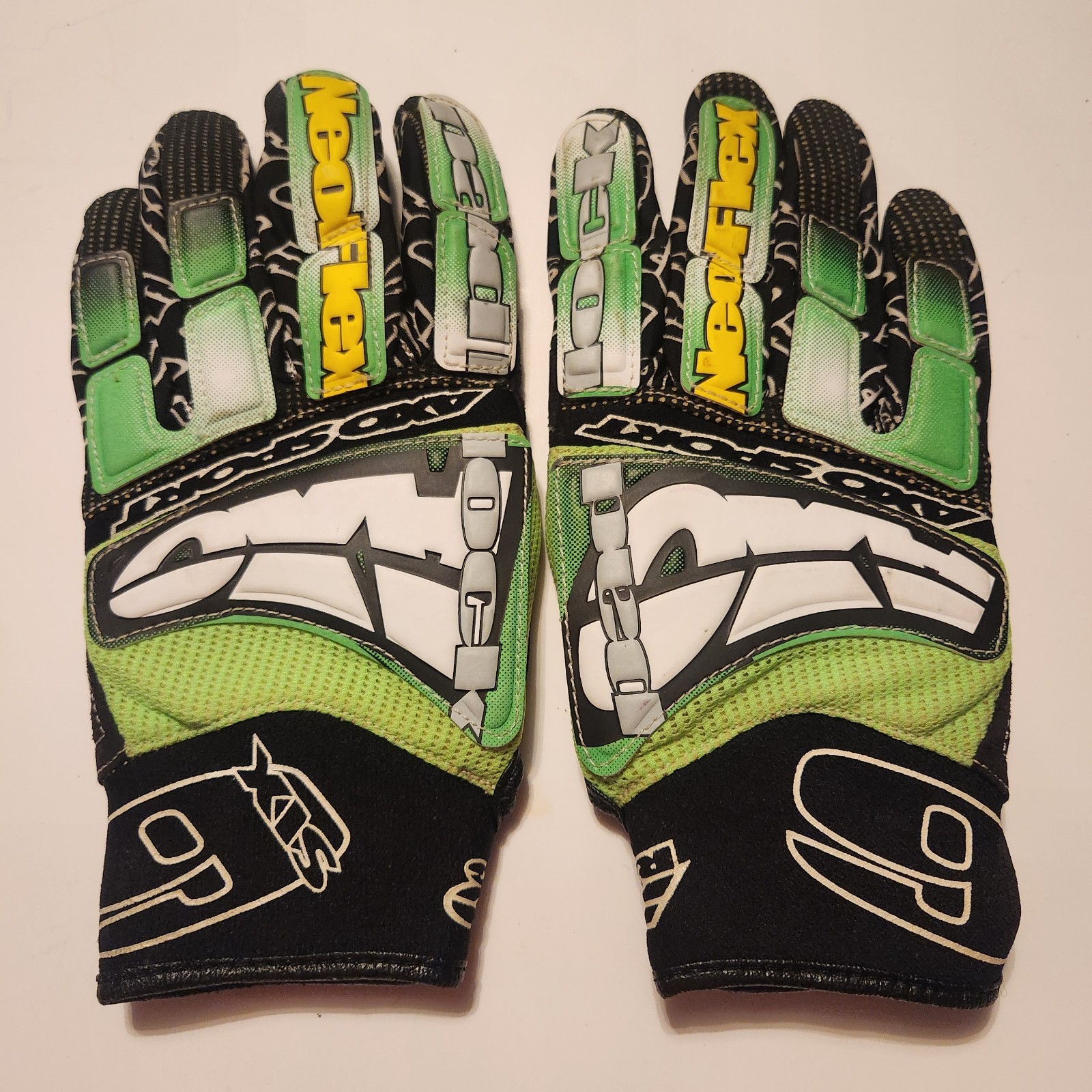 Vintage 90\'s AXO Sport NeoFlex Padlock 6 Motocross Gloves Size 9 Large Green