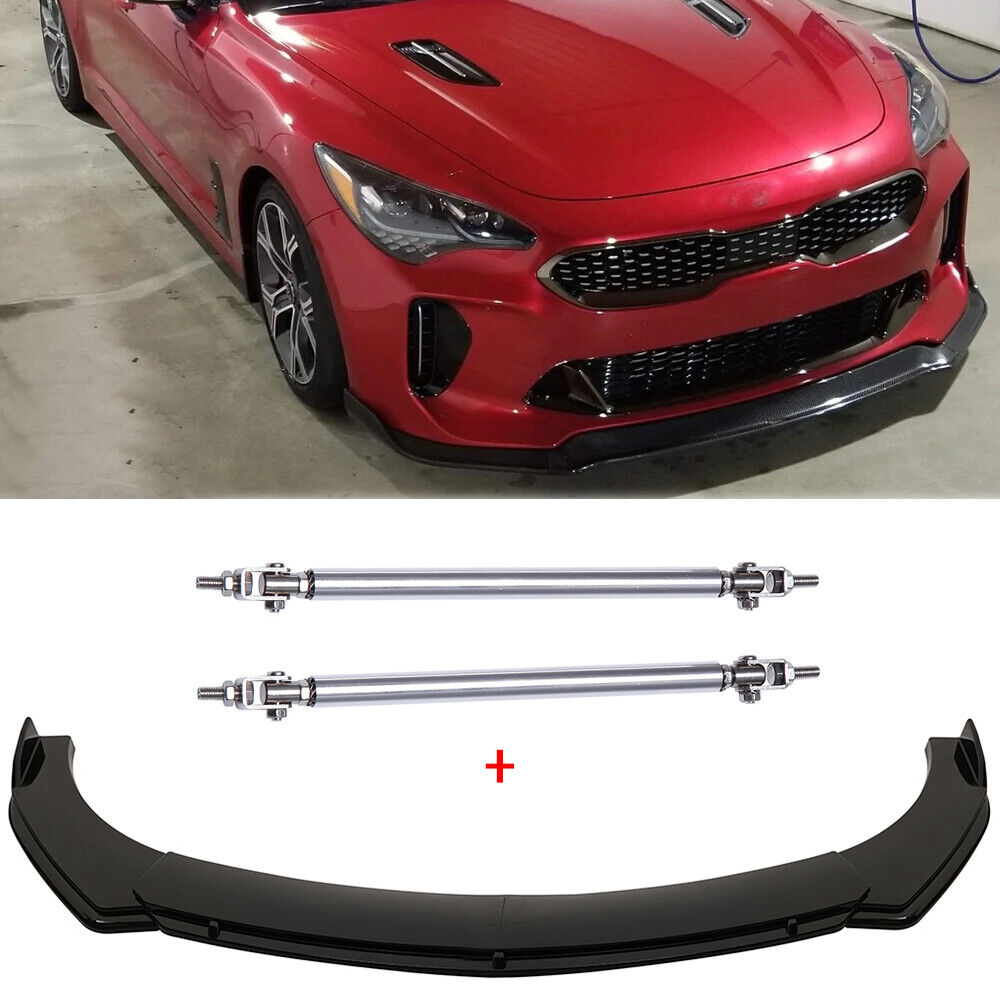 Front Bumper Lower Lip Spoiler Splitter Kit +Strut Rods For Kia Stinger GTsport