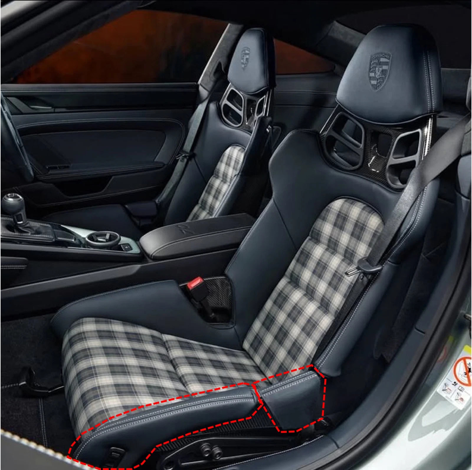 PORSCHE 911 918 GT2rs GT3/GT3rs GT4rs SPORTS SEATS COVER WHITE STITCHING