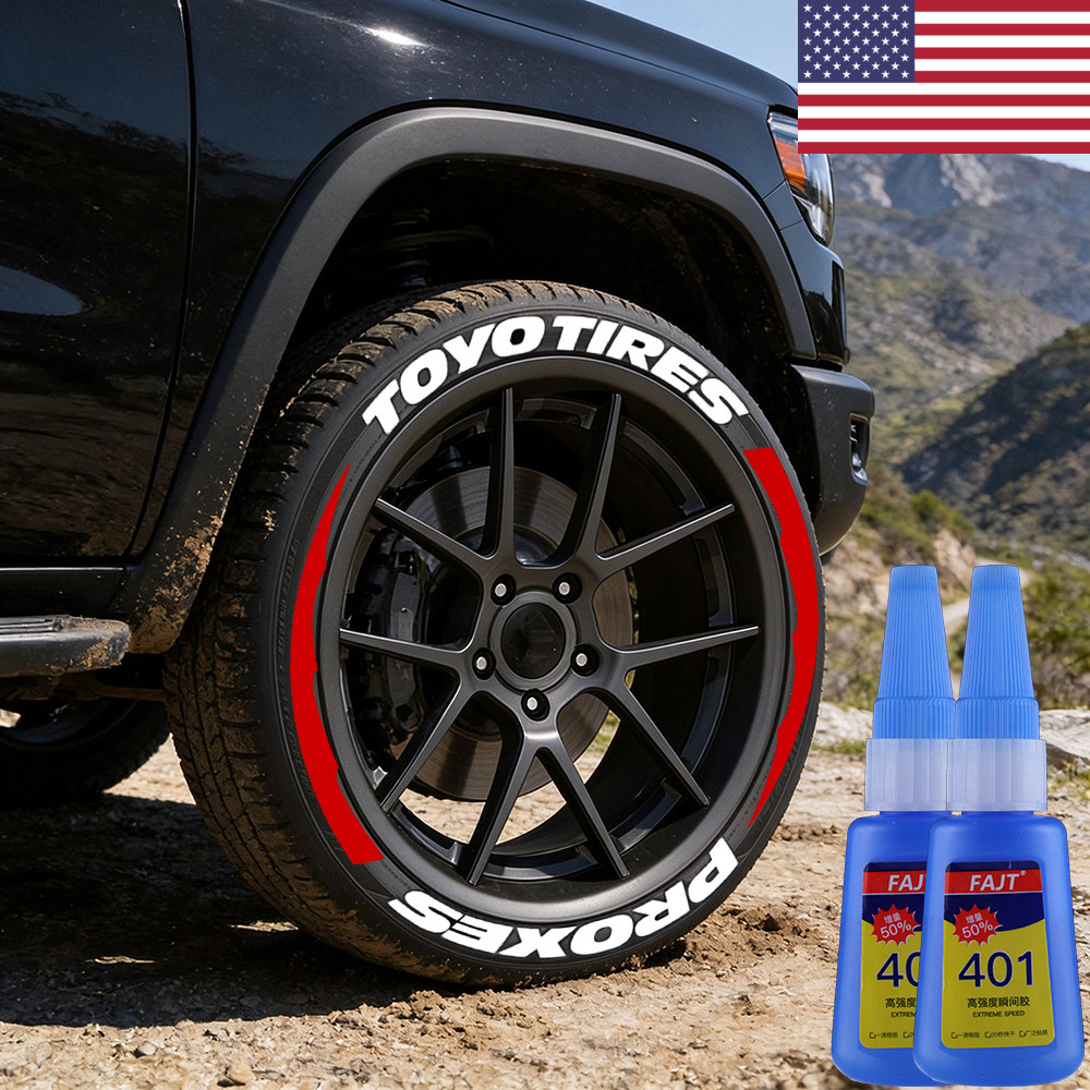 TOYO TIRES PROXES Permanent Tire Letters Sticker 1.20\'\' for 14\'\'-22\'\' 2Pcs Glue