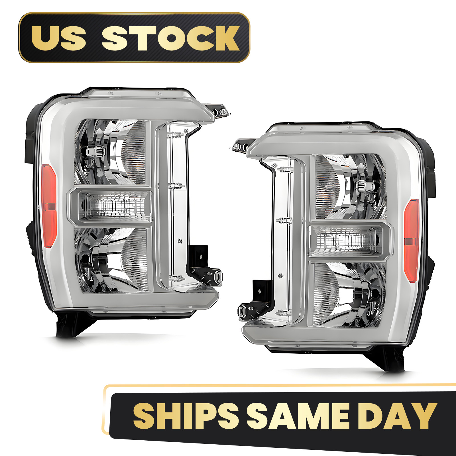 For 2023-2026 Ford F-250 F-350 XL XLT Super Duty Halogen Headlights W/Bulbs Pair For 2023-2026 Ford F-250 F-350 XL XLT Super Duty Halogen Headlights W/Bulbs Pair