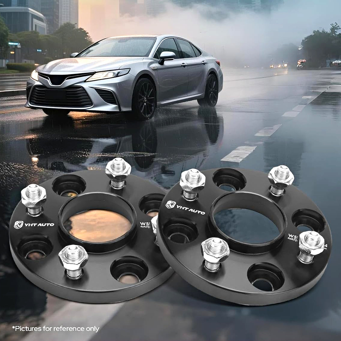YHT AUTO Wheel Spacers 4x4.5x15mm Hubcentric Solid Aluminum Anodized Black