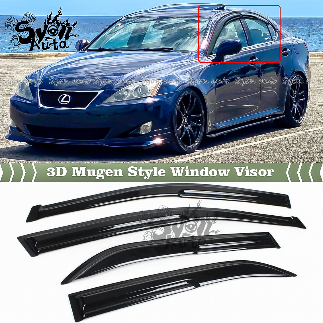 FITS 06-2013 LEXUS IS250 IS350 JDM MUGEN STYLE WINDOW VISOR RAIN GUARD DEFLECTOR