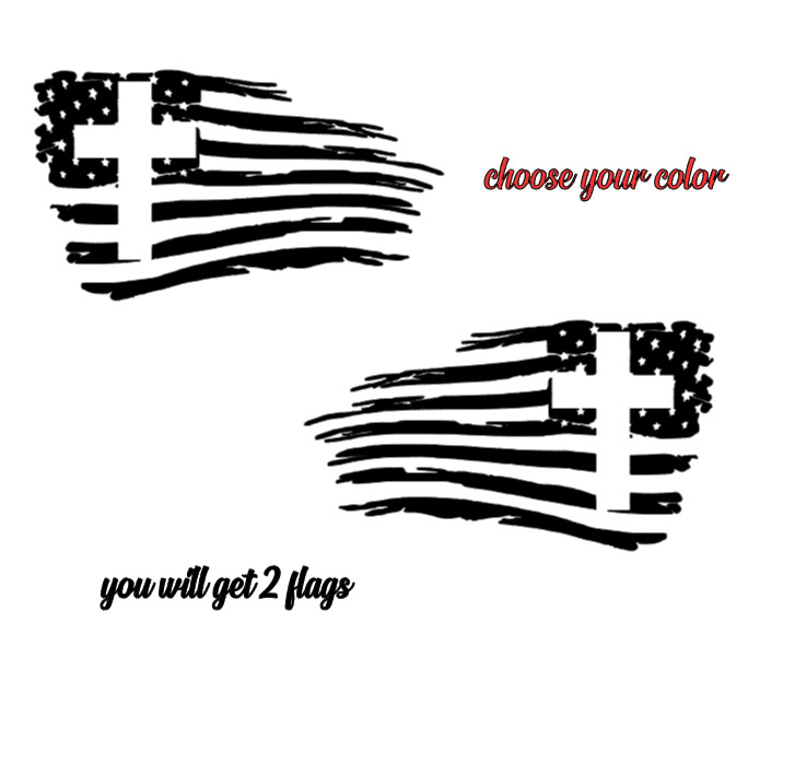 USA CROSS Distressed American Flag Car Window Vinyl Decal Graphic Sticker NEW