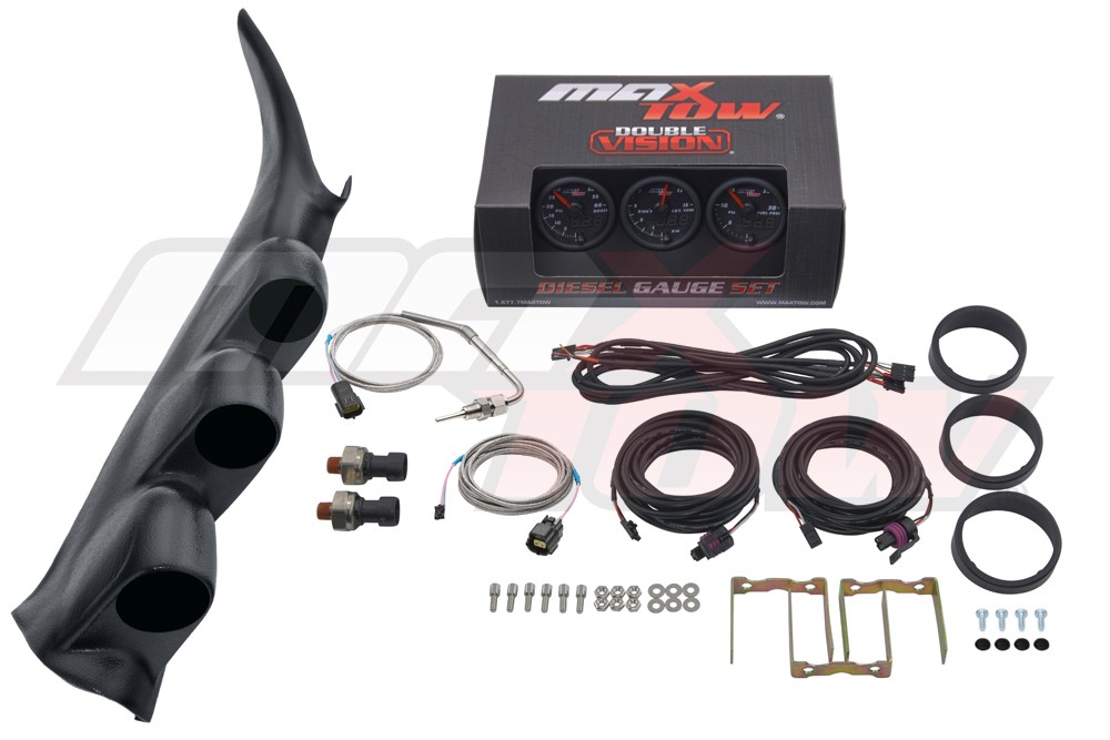 MaxTow Black/Green Boost/EGT/Fuel Press Gauges & Pod Fits 00-06 Chevy Duramax