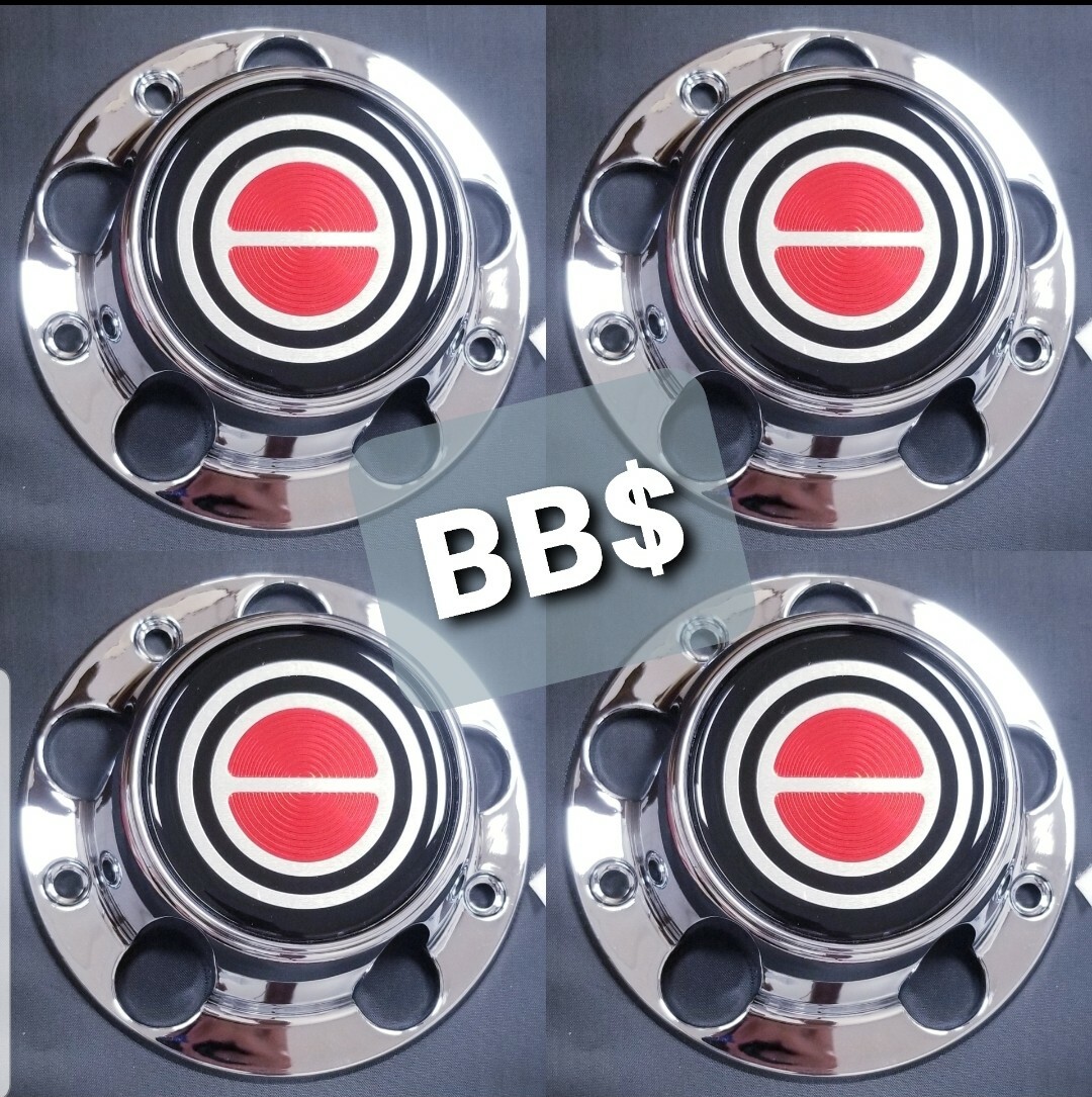 1980-1996 FORD F150 BRONCO VAN Chrome Wheel Hub Center Caps RED Center 4 PCS