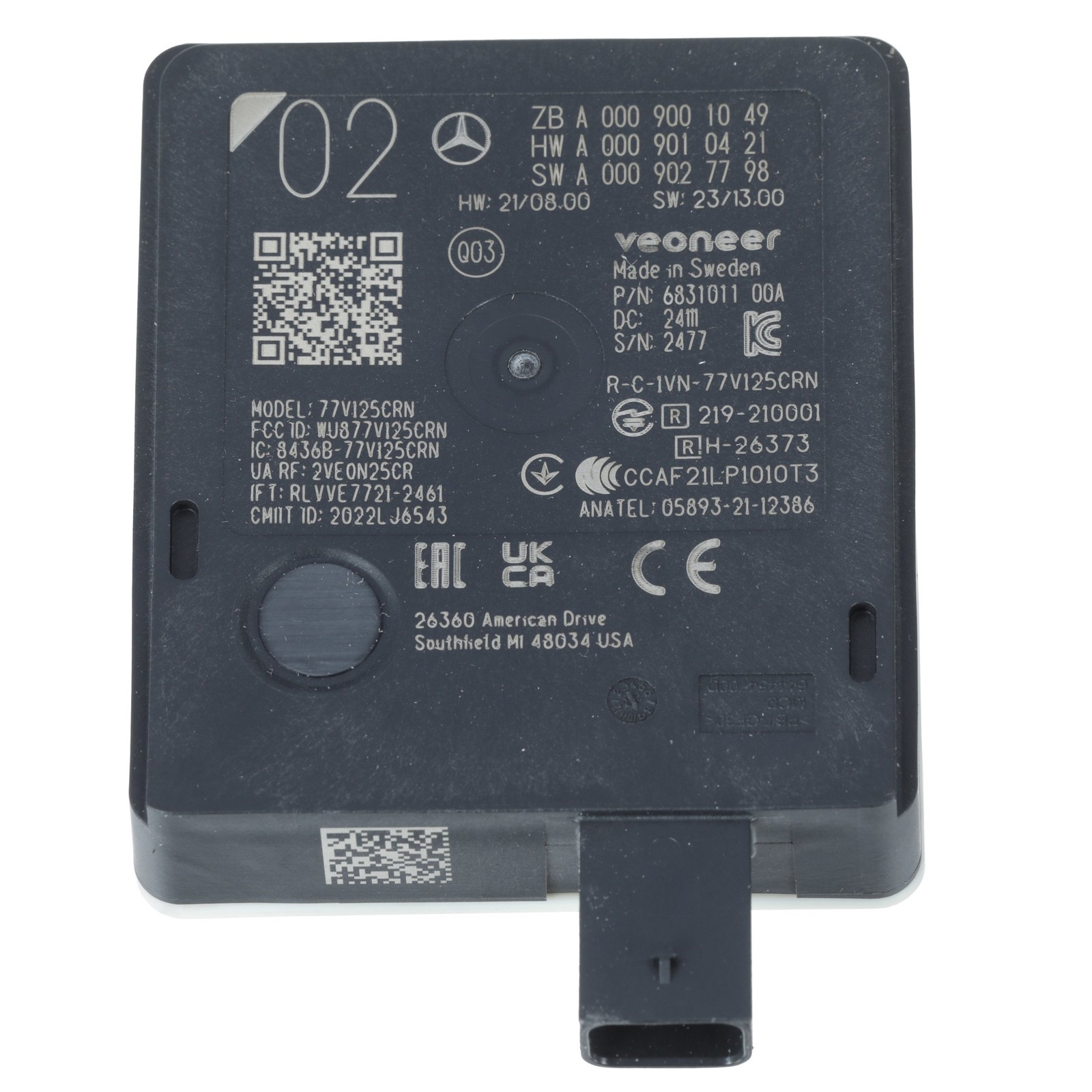 Genuine Mercedes 2024-2024 SL43 AMG SL55 AMG SL63 AMG Radar Sensor 000-900-10-49 Genuine Mercedes 2024-2024 SL43 AMG SL55 AMG SL63 AMG Radar Sensor 000-900-10-49