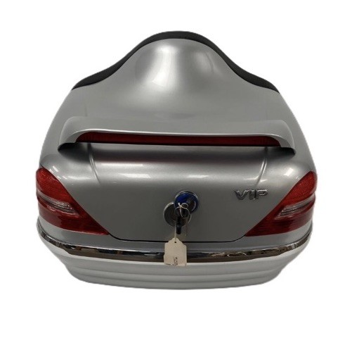 MUTAZU 808S Silver Motorcycle Tour Pack Trunk Cargo Box Universal Harley Cruiser