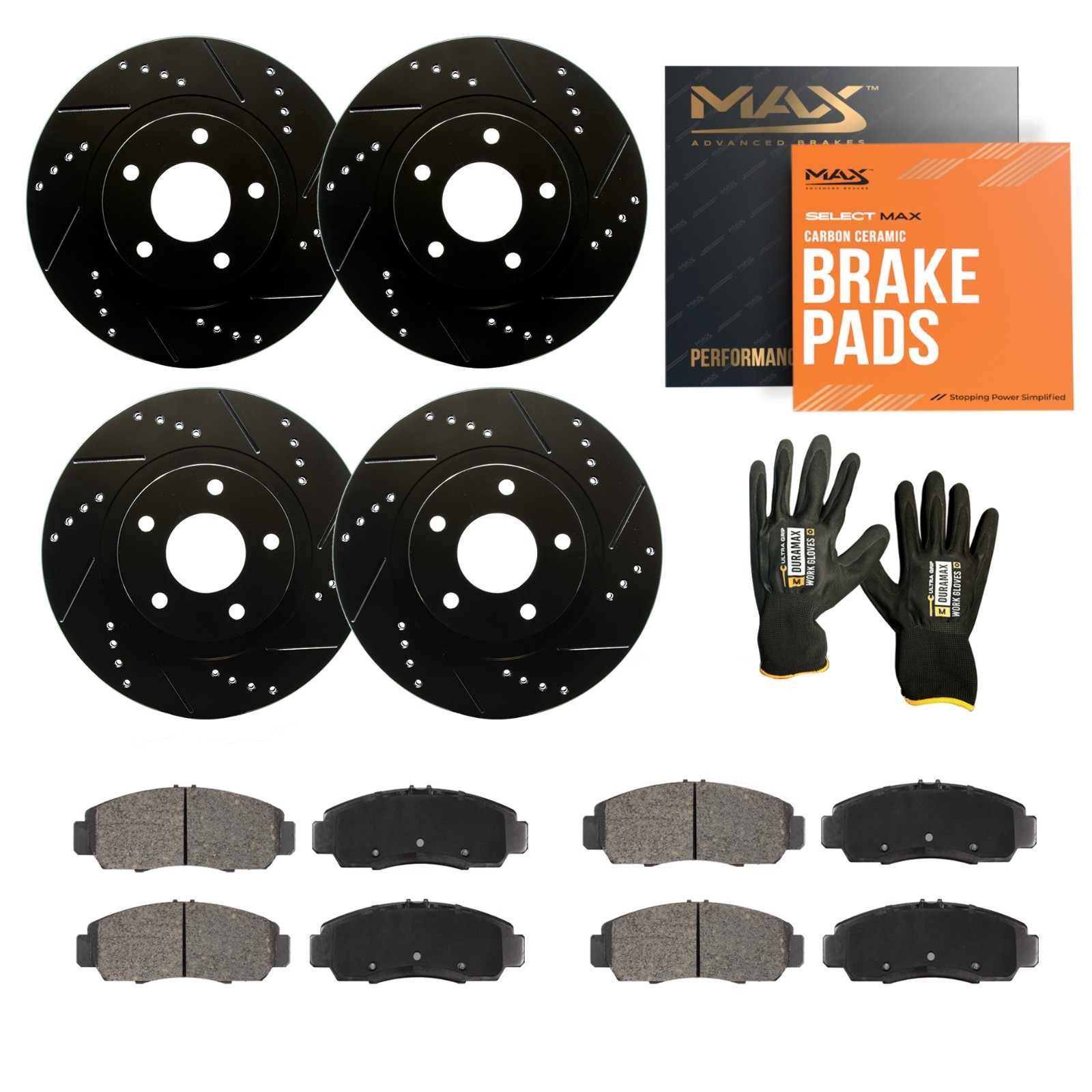 Front & Rear Drilled Slotted Rotors + Pads for 2014-2020 BMW 335i 340i 435i 440i Front & Rear Drilled Slotted Rotors + Pads for 2014-2020 BMW 335i 340i 435i 440i