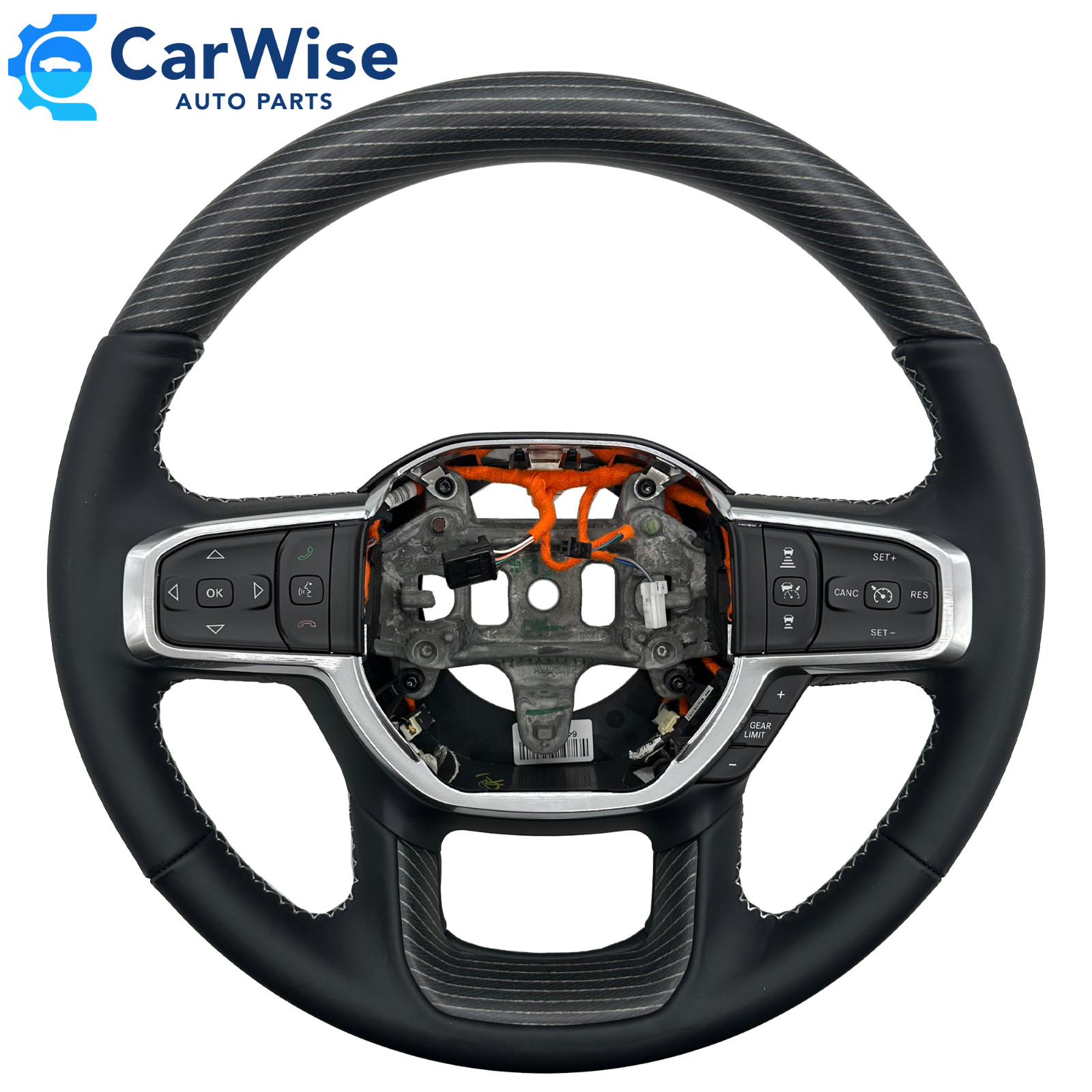 NEW 2019-2022 Dodge Ram 1500 Limited Steering Wheel Leather Woodgrain Silver