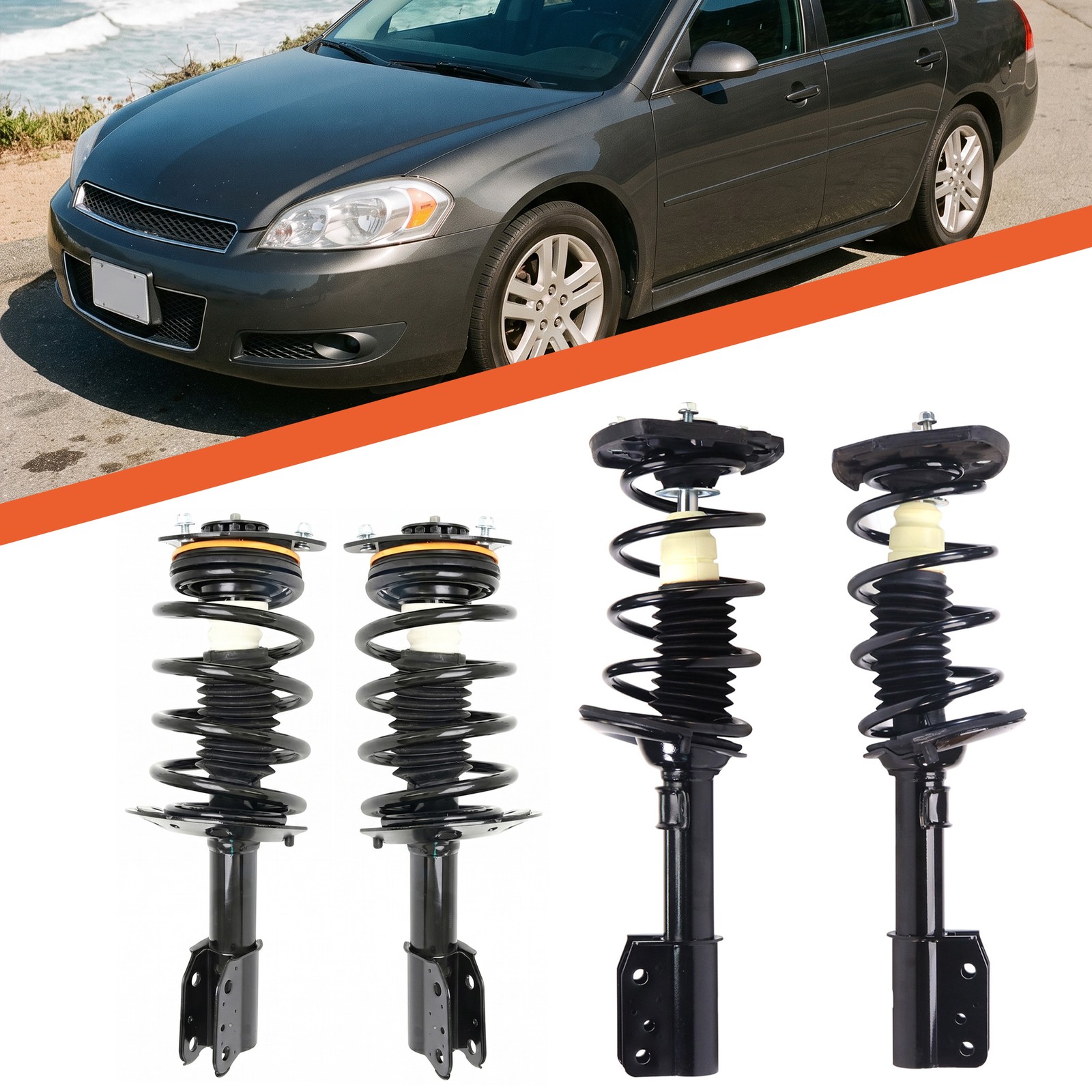 4 Front Rear Struts w/Coil Spring for 1998-2011 Chevy Impala Oldsmobile Intrigue