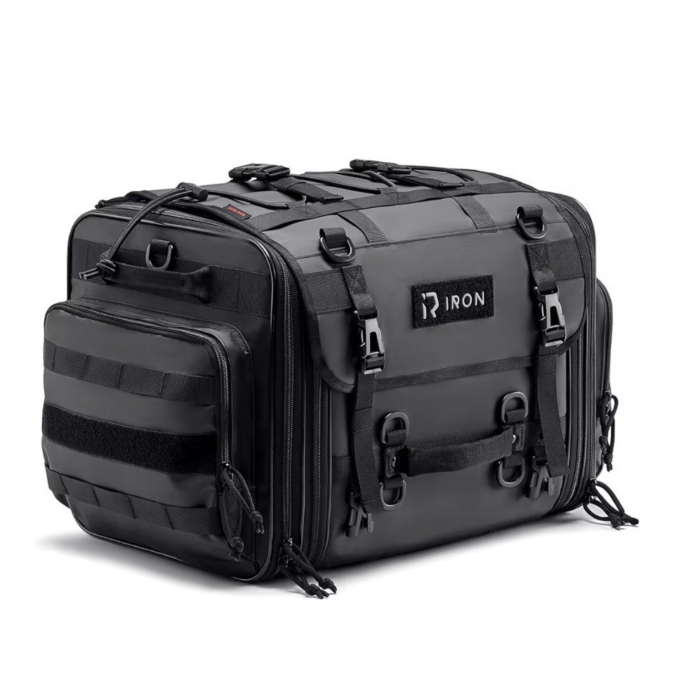 RIDEIRON Motorcycle Tail Bag, Expandable 40L-60L Travel Luggage Straps, NEW. RIDEIRON Motorcycle Tail Bag, Expandable 40L-60L Travel Luggage Straps, NEW.