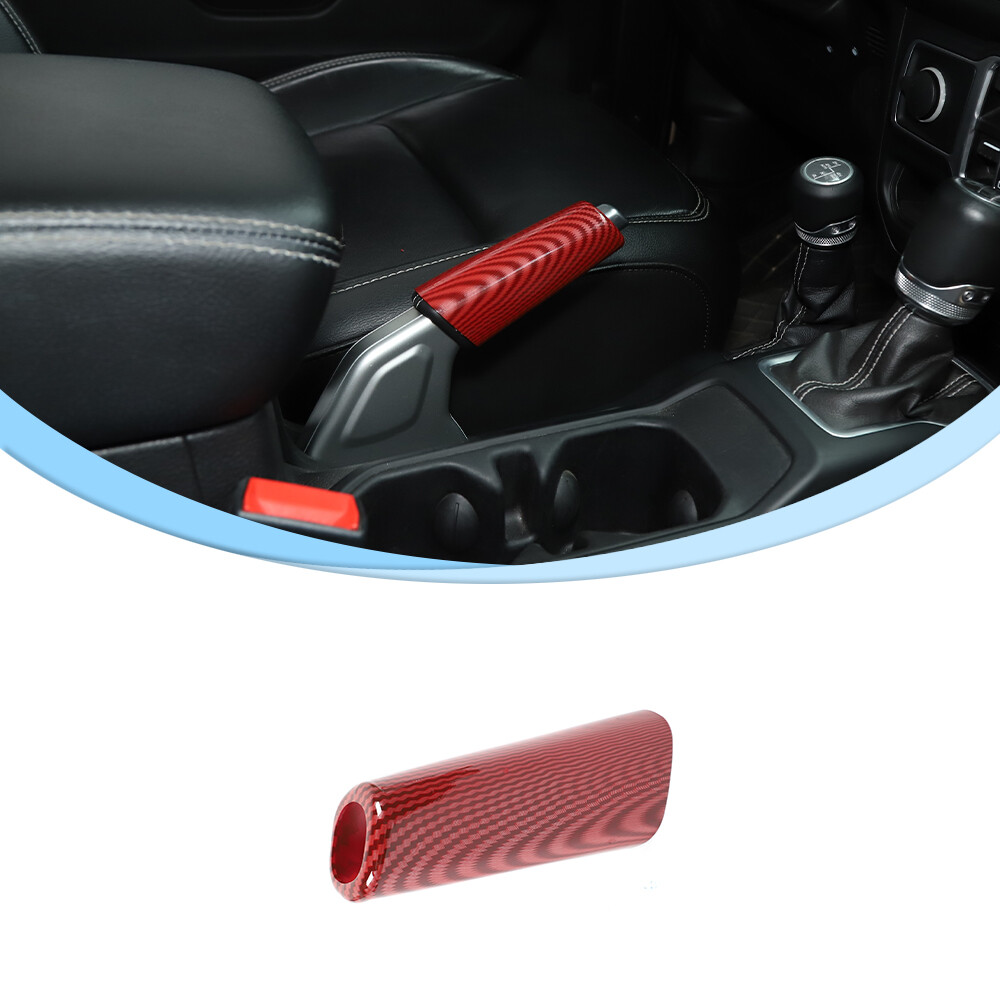 Interior Center Handbrake Cover Trim for Jeep Wrangler JL JT 18+Red Carbon Fiber
