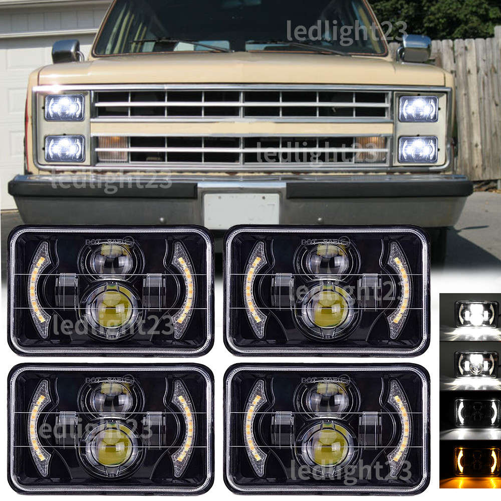 Fit 1984-1986 Chevrolet Suburban C10/C20/K10/K20 Rectangular Headlights 4PCS New