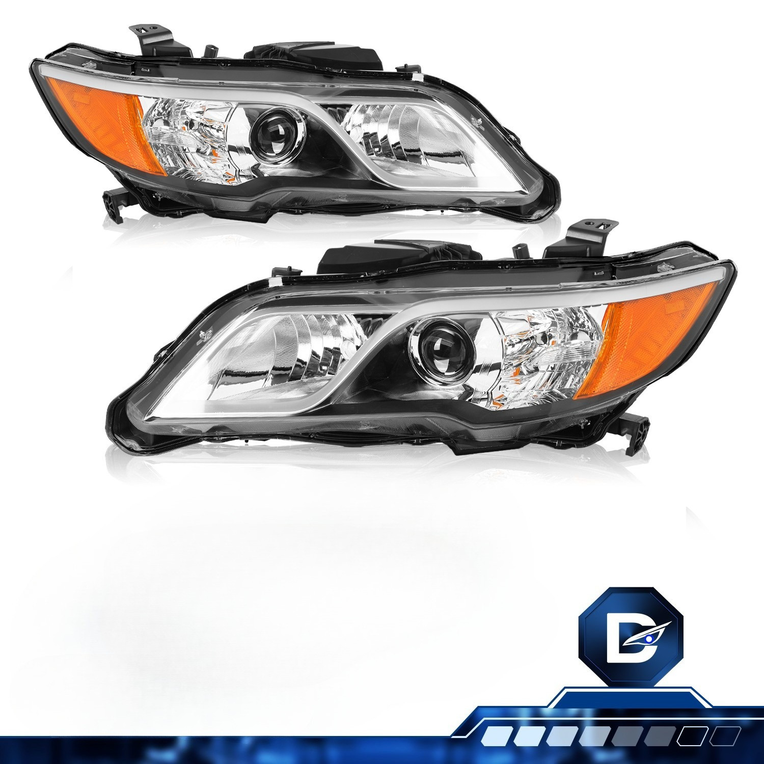 Driveforge For 2013-2015 Acura RDX Chrome Halogen Headlights Assembly Pair 13-15
