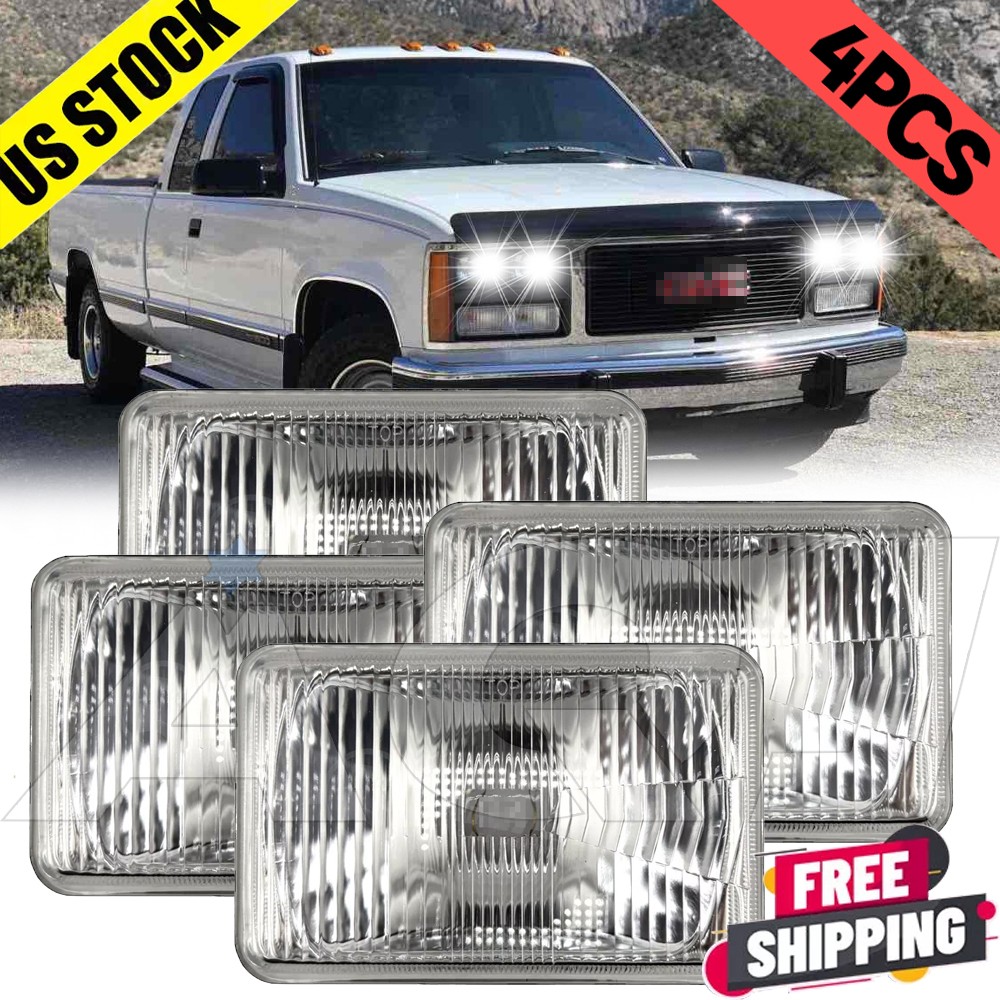 For Chevrolet C1500 1988-1991 4PCS Hi-Low DRL LED Square Headlights