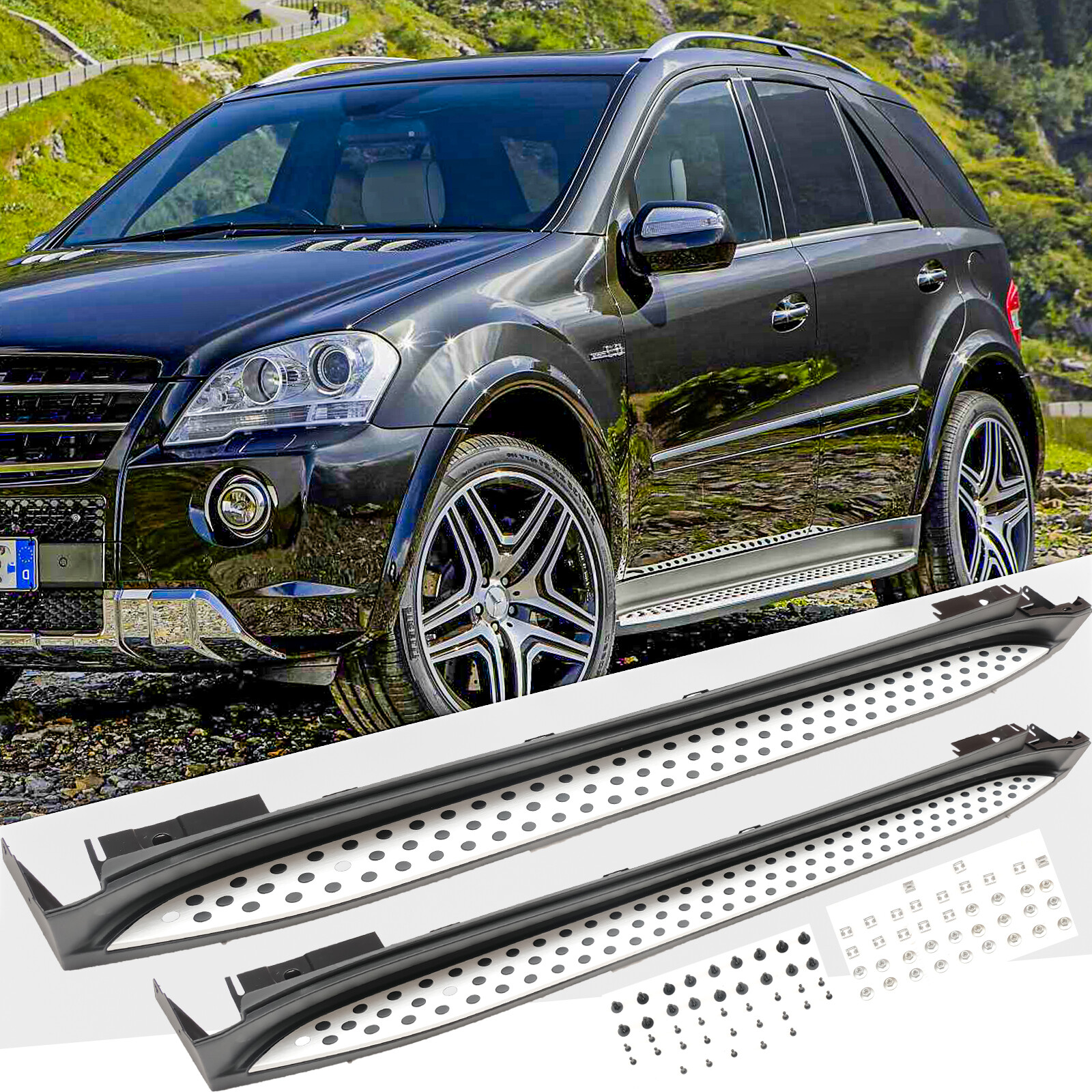 For 2006-2011 Mercedes W164 ML350 320 500 Aluminum Side Step Running Boards Pair
