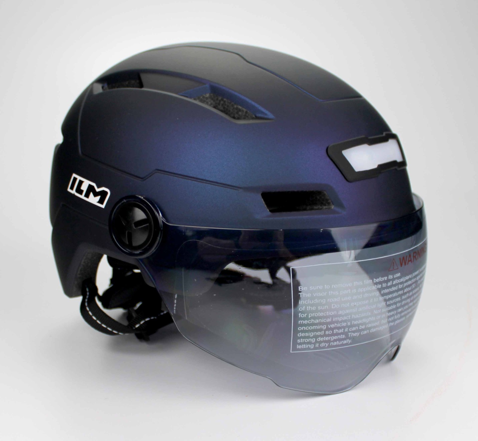 ILM Bike Helmet with USB Rechargeable LED Lights - Navy Blue
