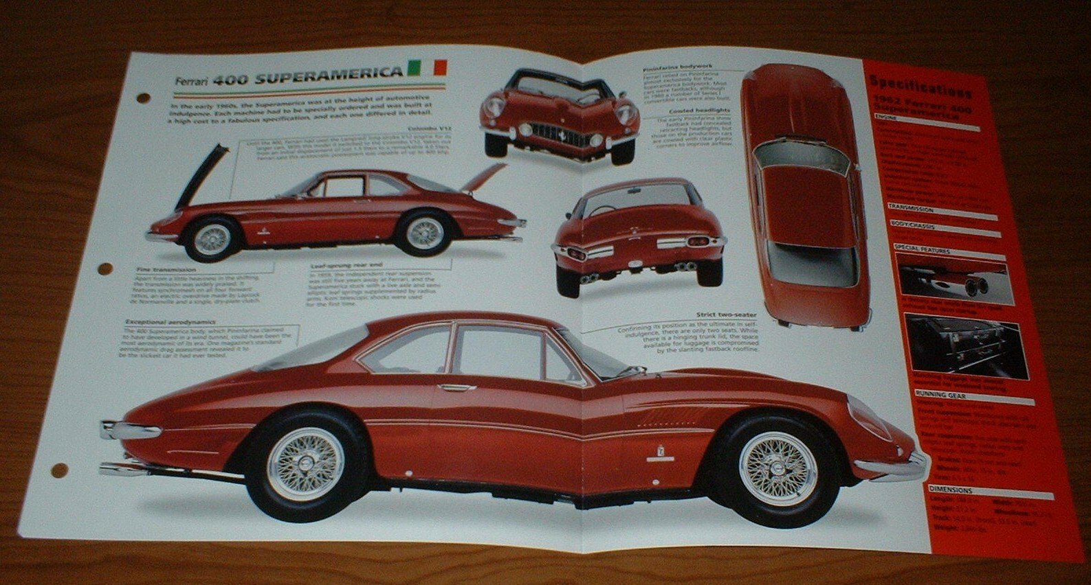 1962 FERRARI 400 SUPERAMERICA SPEC SHEET BROCHURE PHOTO INFO POSTER PRINT 62