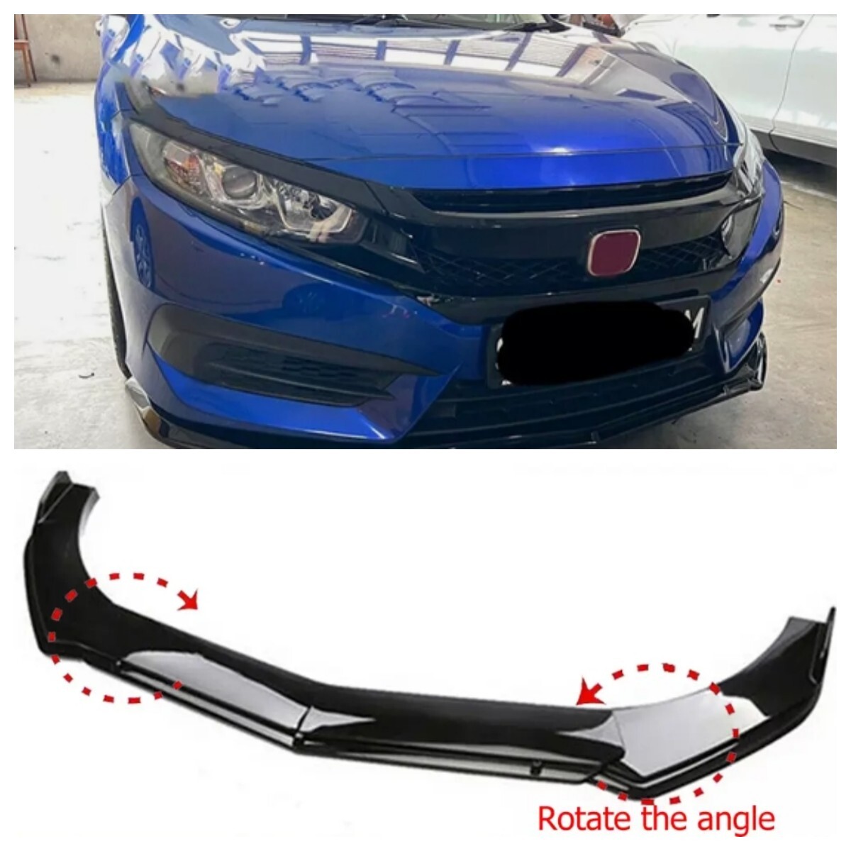 Glossy Black Front Bumper Lip Spoiler Splitter Body Kits For Honda Civic US