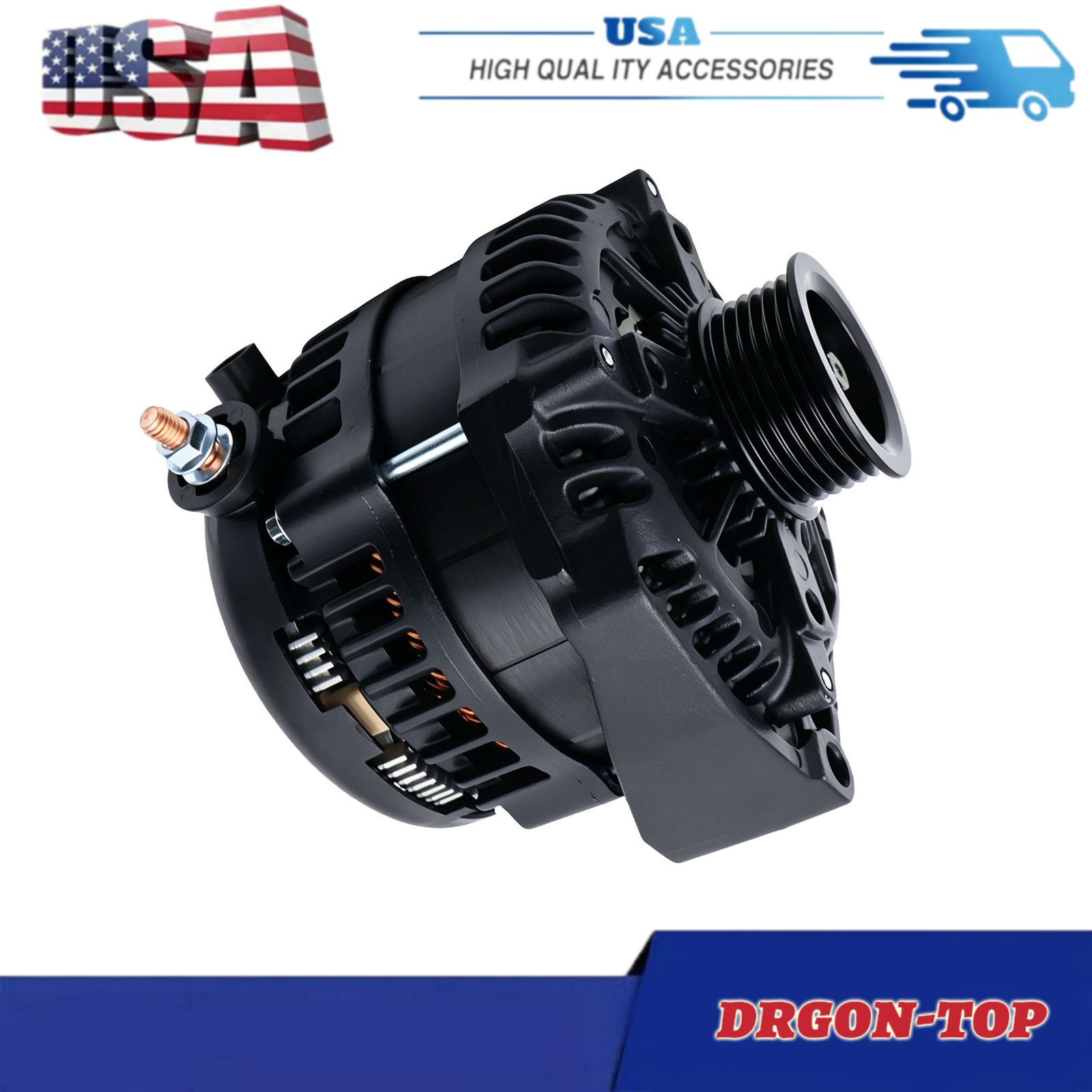 15093928 For Cadillac Chevrolet GMC Hummer Black 14V 350A High Output Alternator
