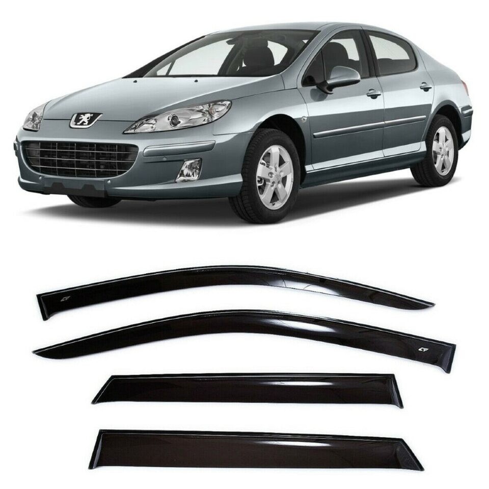 Tape-on Window Visors Rain Guards Fit Peugeot 407 Sd 2004-2011 Wind Deflectors