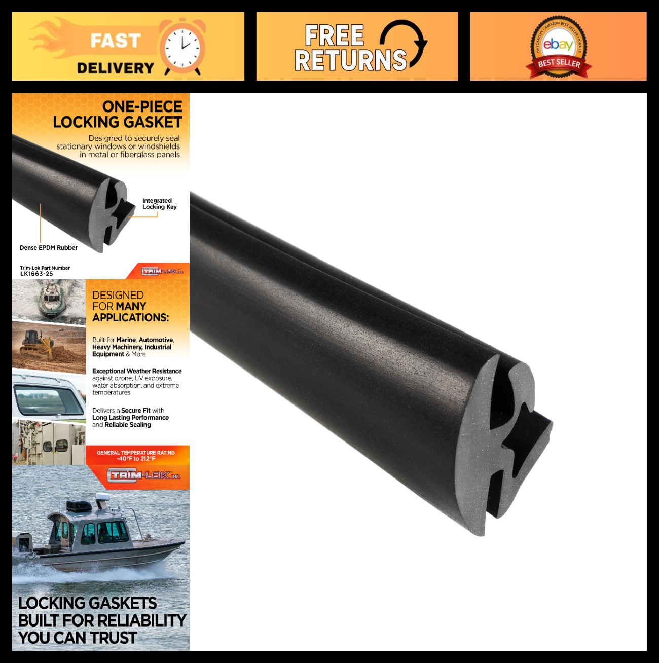 Dense EPDM Rubber Window Gasket Seal for 1/4\