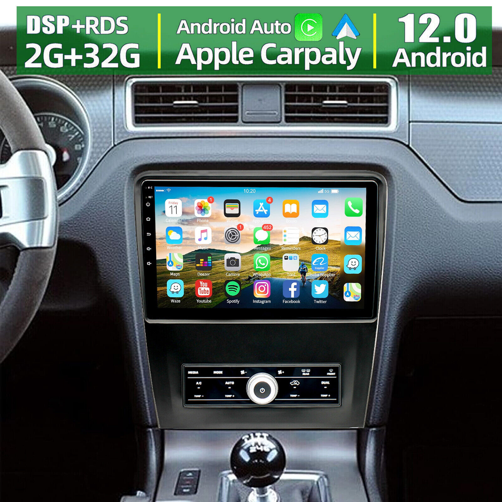 10.1\'\' Android 12.0 For 2010-2014 Ford Mustang Car Stereo Radio GPS Navi CarPlay