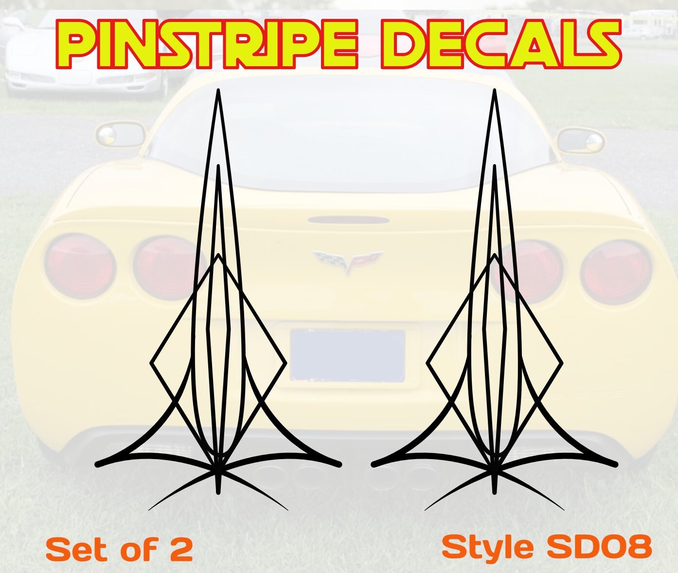 Geometric Pinstripe Scroll Decals Pair - For Car, Truck, Motorcycle, ATV SD08