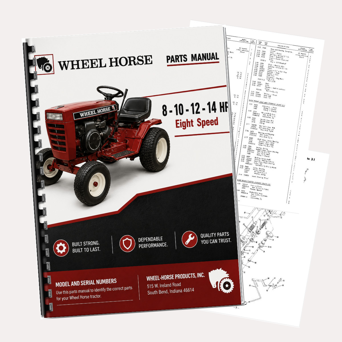 Wheel Horse 8 10 12 14 HP Eight Speed Lawn Garden Tractor Parts Manual 10 Pages
