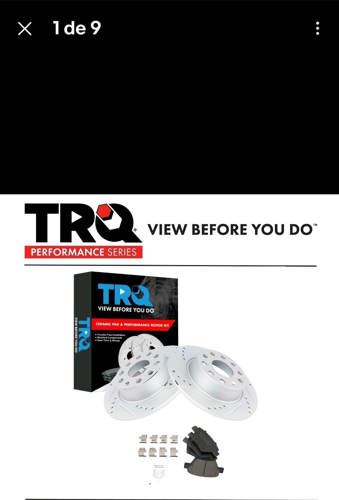 TRQ Rear Posi Ceramic Brake Pad & Performance Drilled Slotted Coated Rotor Kit TRQ Rear Posi Ceramic Brake Pad & Performance Drilled Slotted Coated Rotor Kit