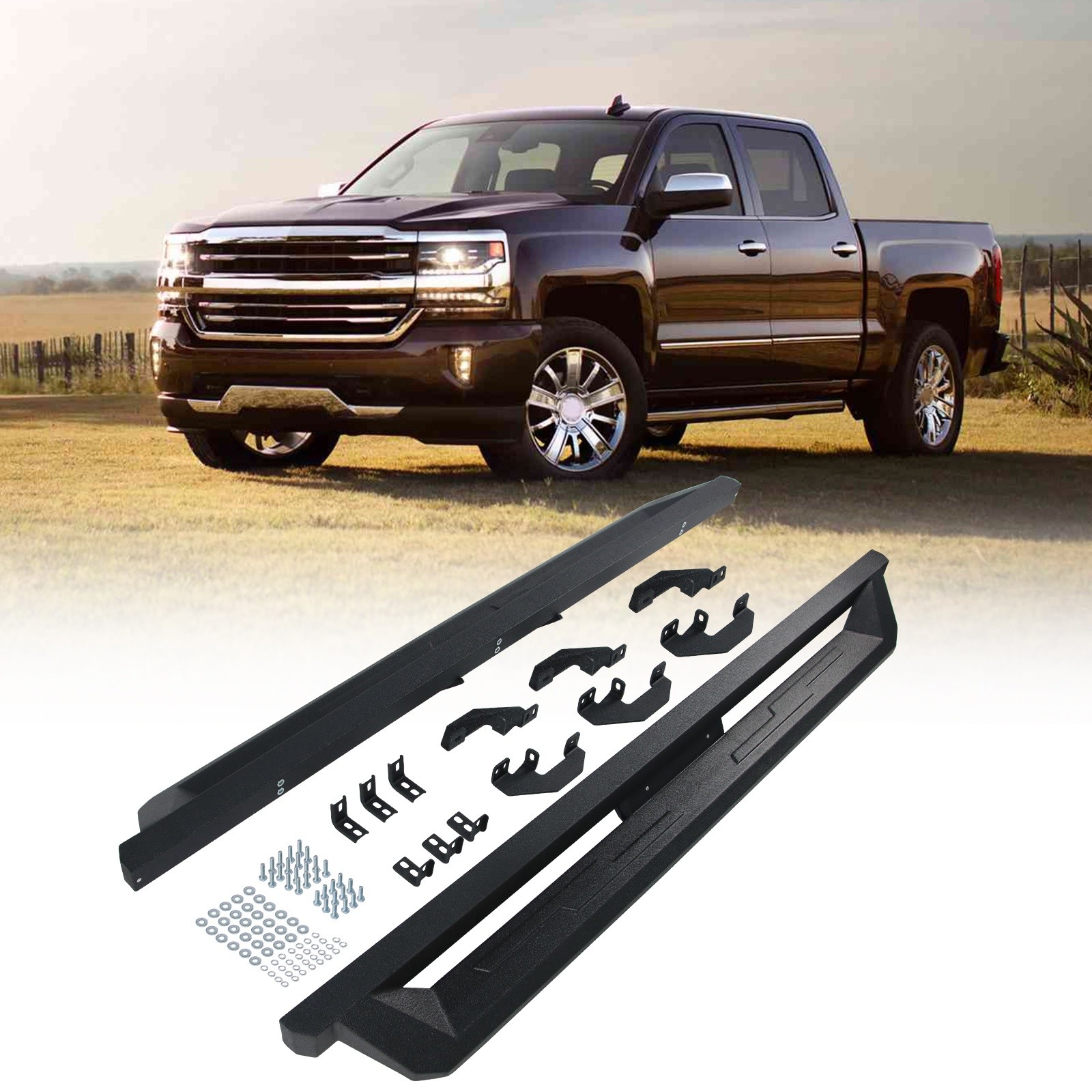 Running Boards For 2019-2023 Silverado Sierra 1500 Crew Cab 2020-24 2500 3500 HD