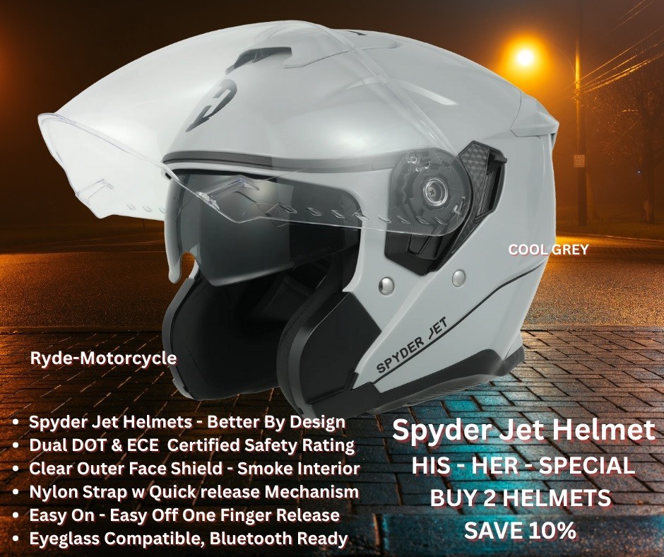 Daytona Can-Am Spyder Jet Cool Grey  3/4 Helmet Clear Flip-Up -Smoke Down Shield