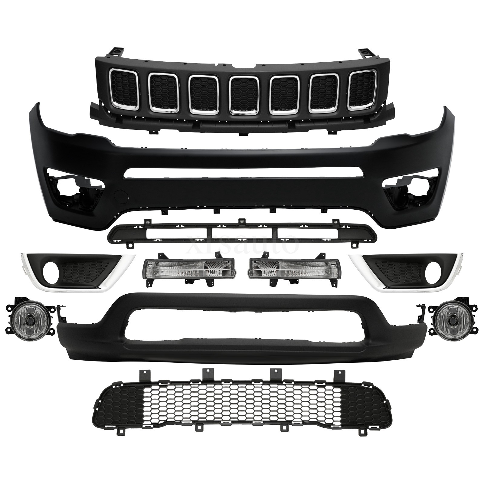 Front Bumper Complete For Jeep Compass 2017 2018 2019 2020 2021 Grill Upper Front Bumper Complete For Jeep Compass 2017 2018 2019 2020 2021 Grill Upper