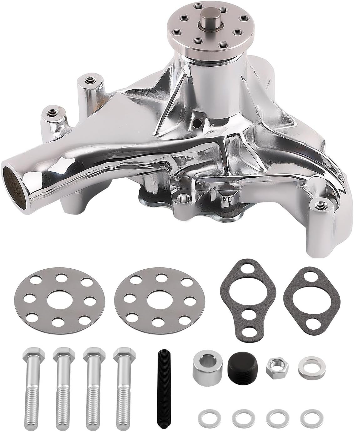 Chrome Long Water Pump High Volume Flow For Small Block Chevy 283 305 350 400