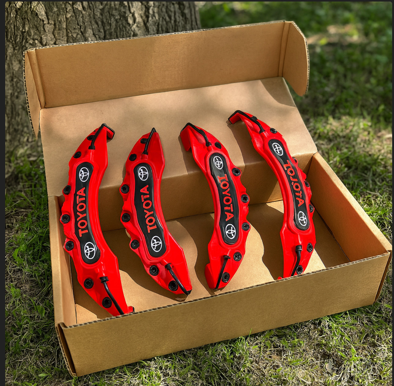 4X RED Brake Caliper Covers for Toyota Corolla, Camry, C-HR, RAV4, Hilux, Prius 4X RED Brake Caliper Covers for Toyota Corolla, Camry, C-HR, RAV4, Hilux, Prius